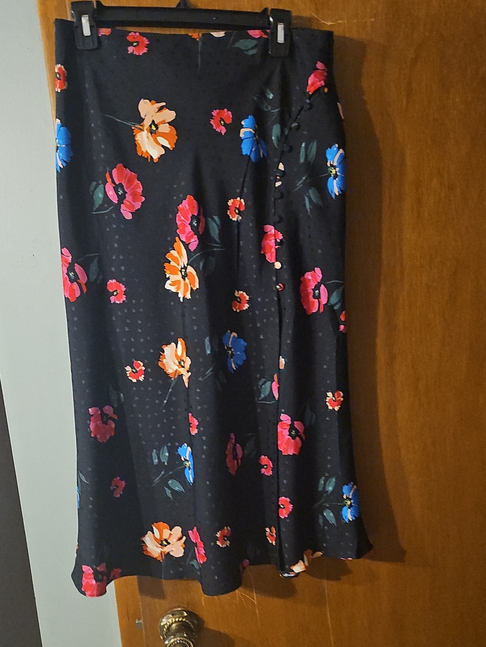 Sugarlips Black A-Line Skirt with Pink, Orange & Blue Floral Print
